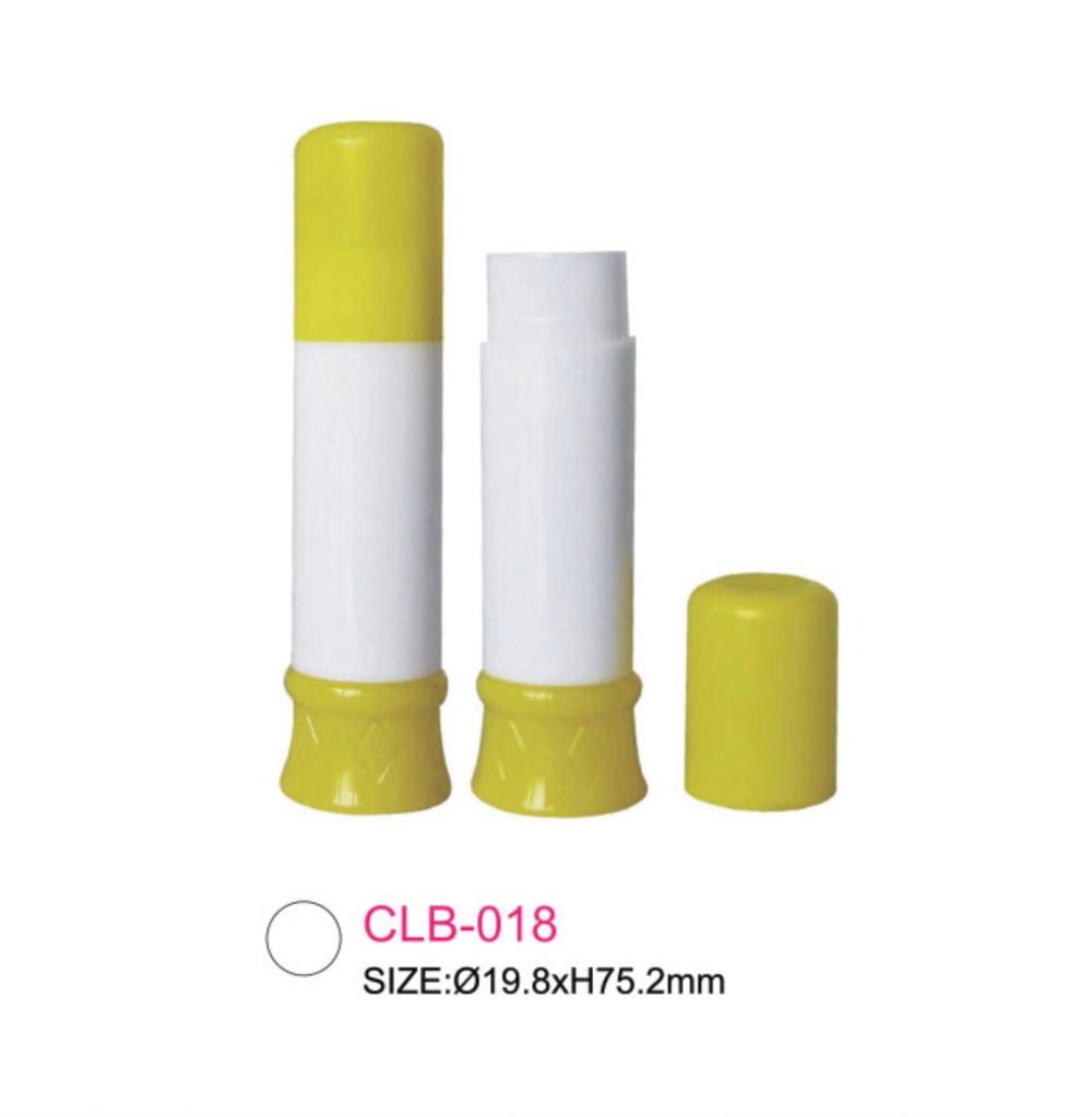 Packaging lip balm warna putih polos tutup kuning Kode: CLB-018