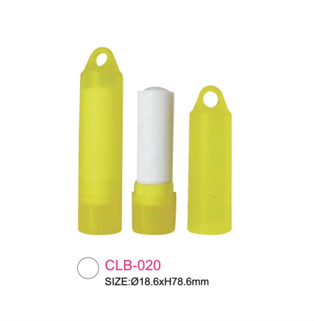 Packaging lip balm warna putih tutup kuning Kode: CLB-020