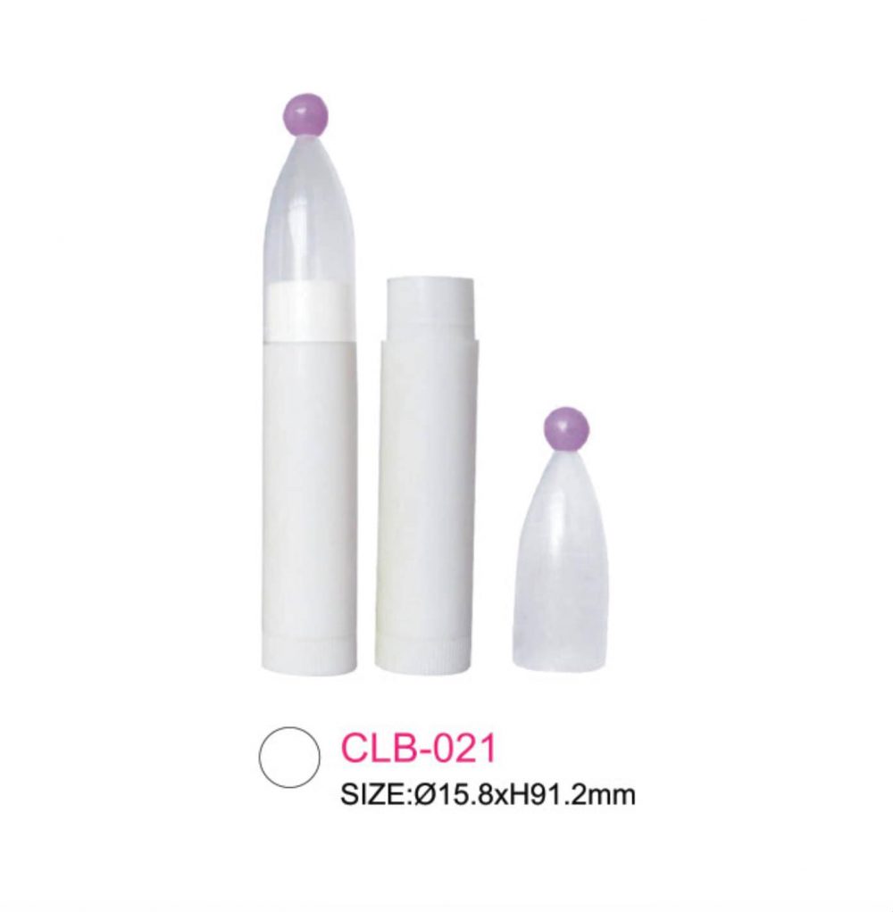 Packaging lip balm warna putih tutup transparan bentuk kerucut Kode: CLB-021
