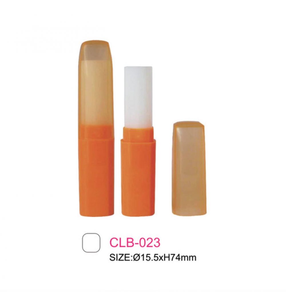 Packaging lip balm kombinasi putih oranye tutup transparan Kode: CLB-023