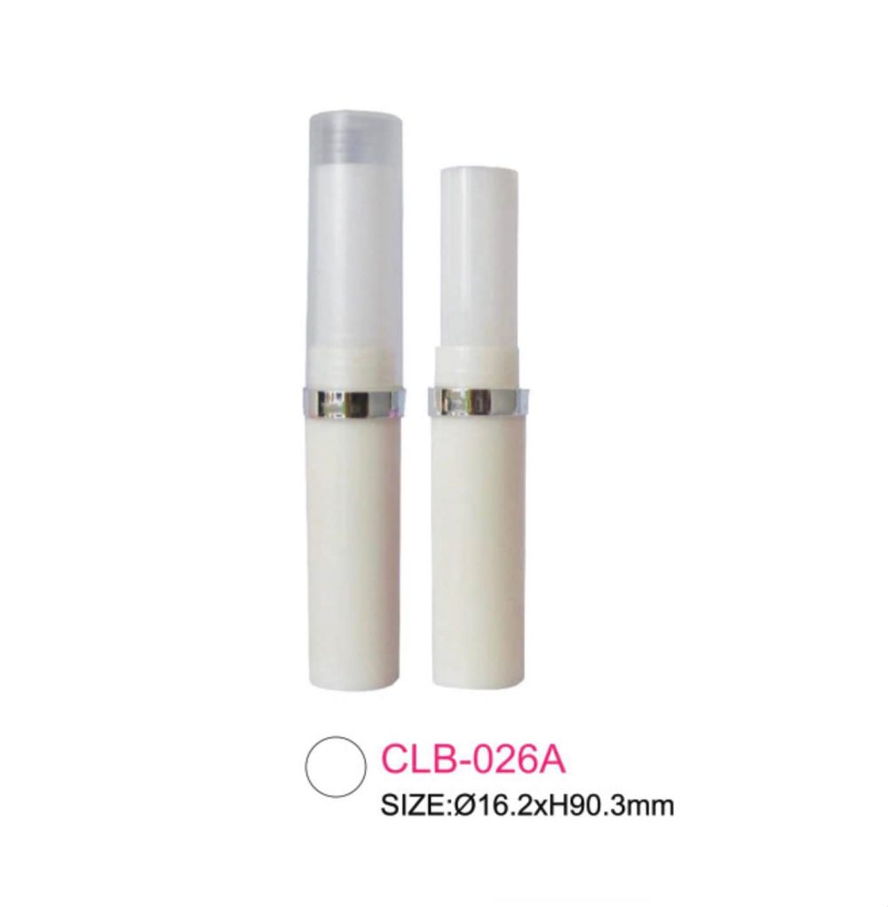 Packaging lip balm & oil warna putih tutup transparan bentuk tabung Kode: CLB-026A