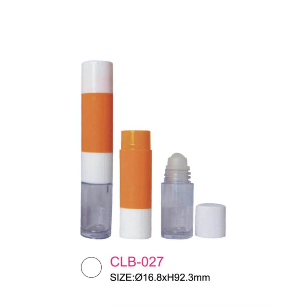Packaging Tube lip balm & oil bahan plastik bentuk tabungkombinasi warna putih & orange Kode CLB-027