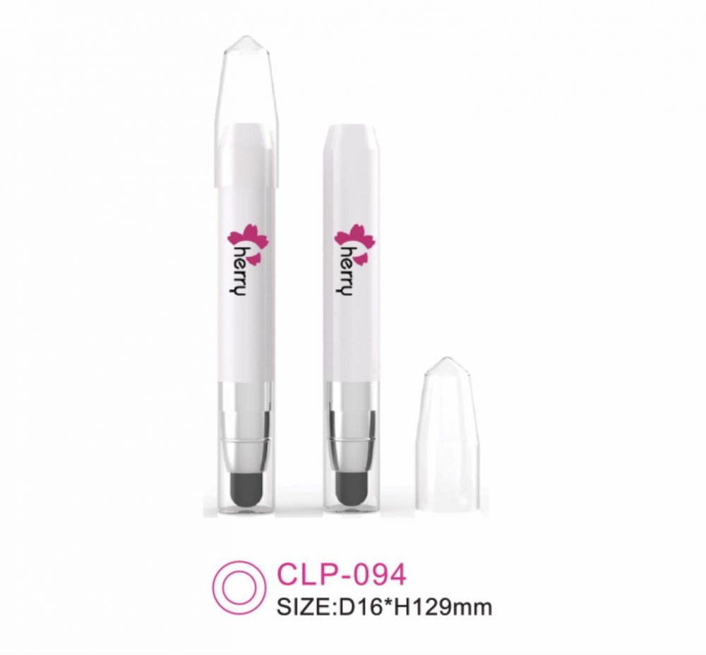 Packaging lip & eye bentuk pena warna putih tutup transparan Kode: CLP-094