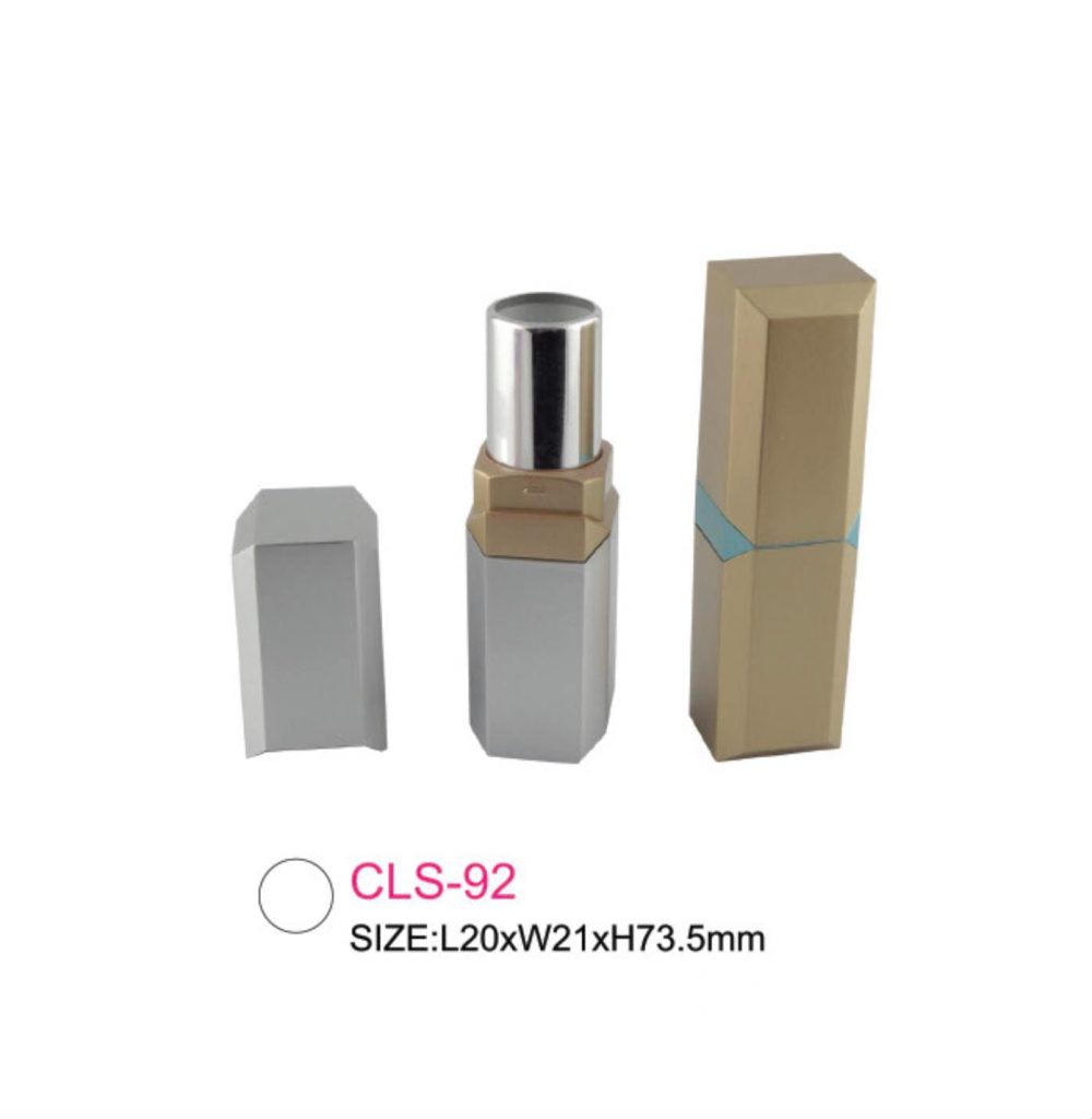 Packaging wadah kosmetik lipsticks bentuk tabung persegi warna abu & coklat Kode CLS-092