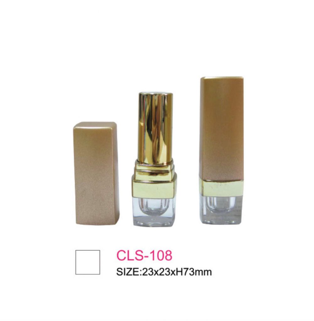 Packaging kosmetik lisptik bentuk kotak persegi paduan warna coklat & gold Kode CLS-108