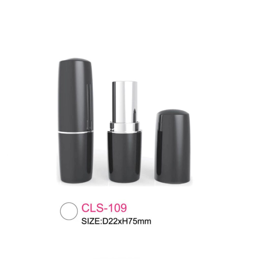 Packaging kosmetik lipstik tube paduan warna hitam & silver Kode CLS-109