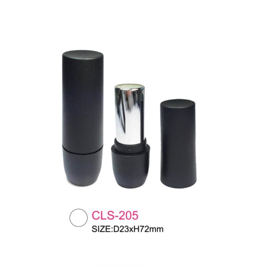 Packaging kosmetik lipstik tube plastik paduan warna hitam & silver Kode CLS-205