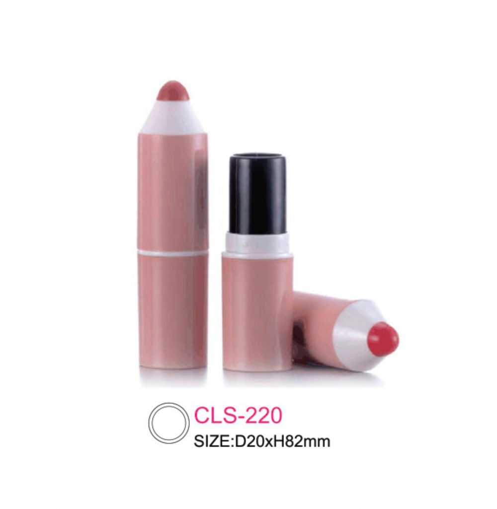 Packaging kosmetik lipstik tube model pensil paduan warna rose, hitam & putih Kode CLS-220