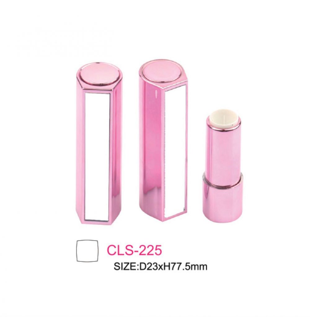 Packaging kosmetik lipstik plastik model tube persegi warna pink Kode CLS-225