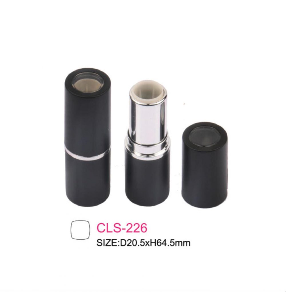 Packaging kosmetik lipstik tube plastik paduan warna hitam & silver Kode CLS-226