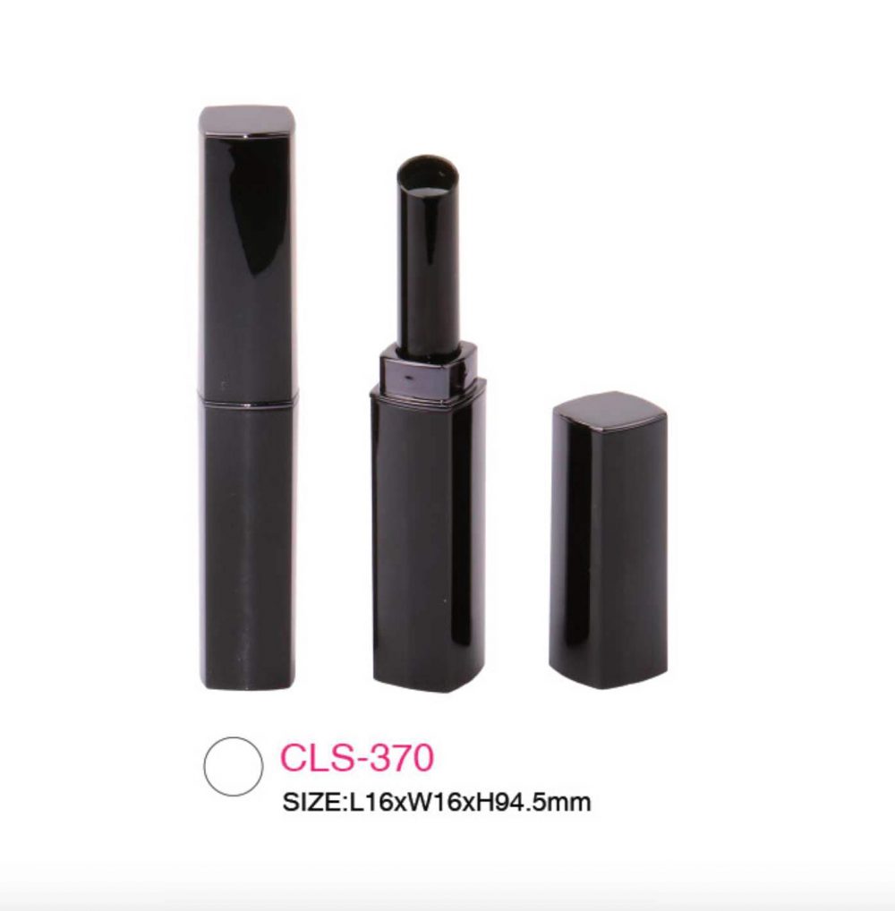 Packaging lipstik plastik tabung persegi warna hitam Kode: CLS-370