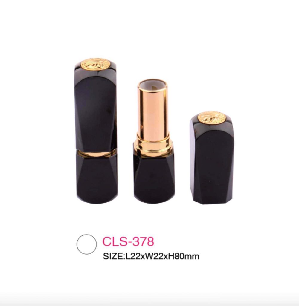 Packaging lipstik plastik tabung persegi warna hitam Kode: CLS-378