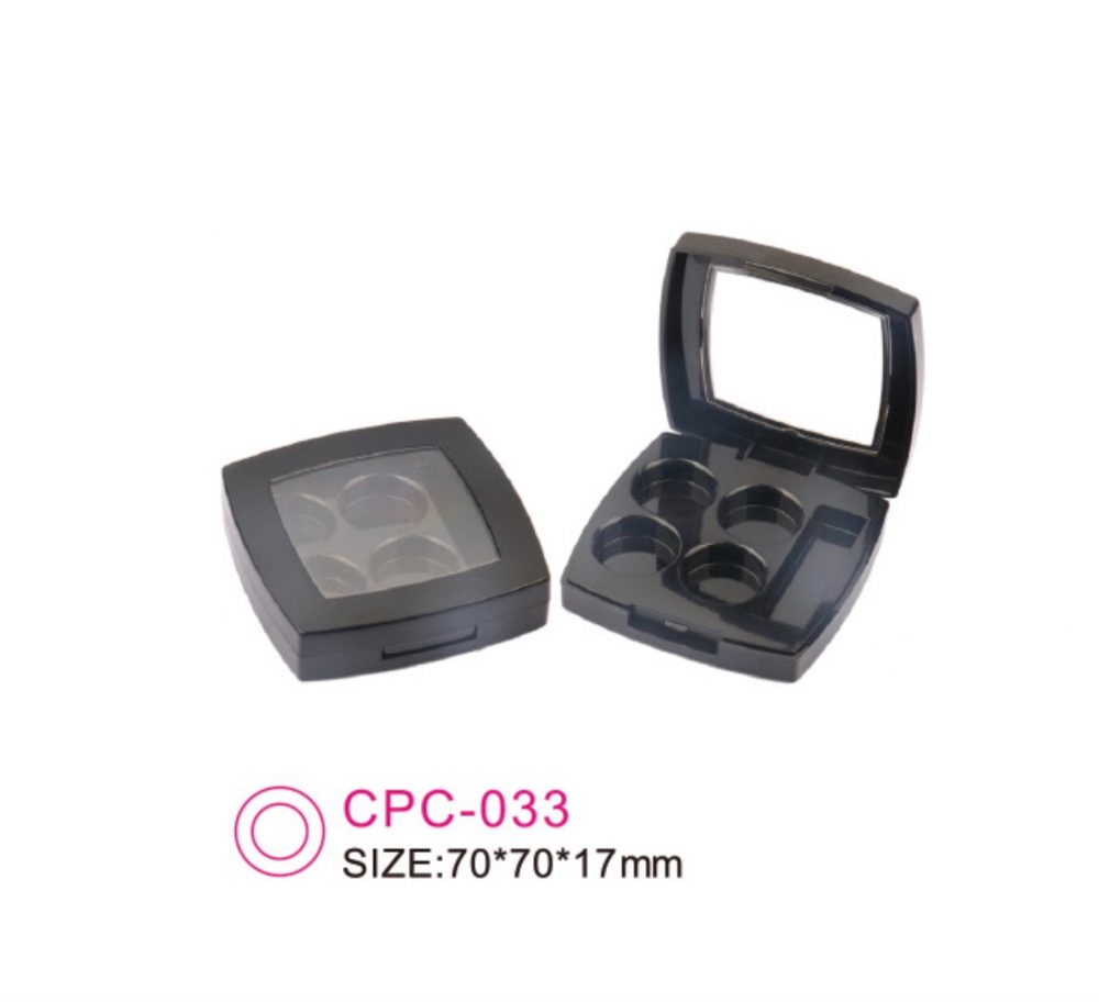 Packaging kotak bedak kosmetik dilengkapi cermin warna hitam Kode: CPC-033