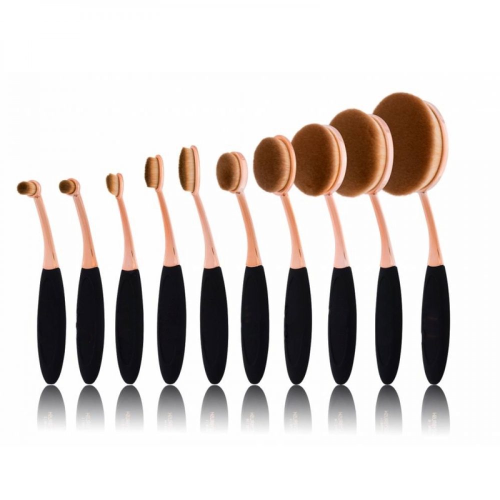 Set kuas rias makeup brushes bentuk bulat gagang silinder Kode: DMBR-1 - Image 2