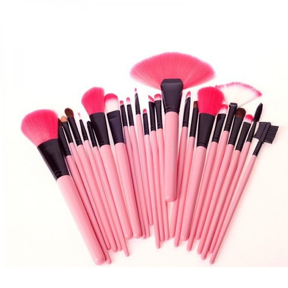 Aksesoris kecantikan set kuas rias wajah profesional gagang warna pink Kode DMBR-4