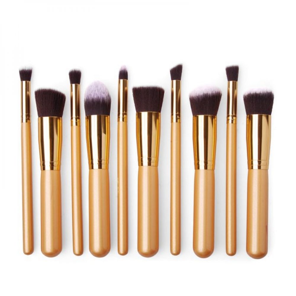 Makeup brushes set aneka fungsi gagang silinder warna coklat Kode: DMBR-5