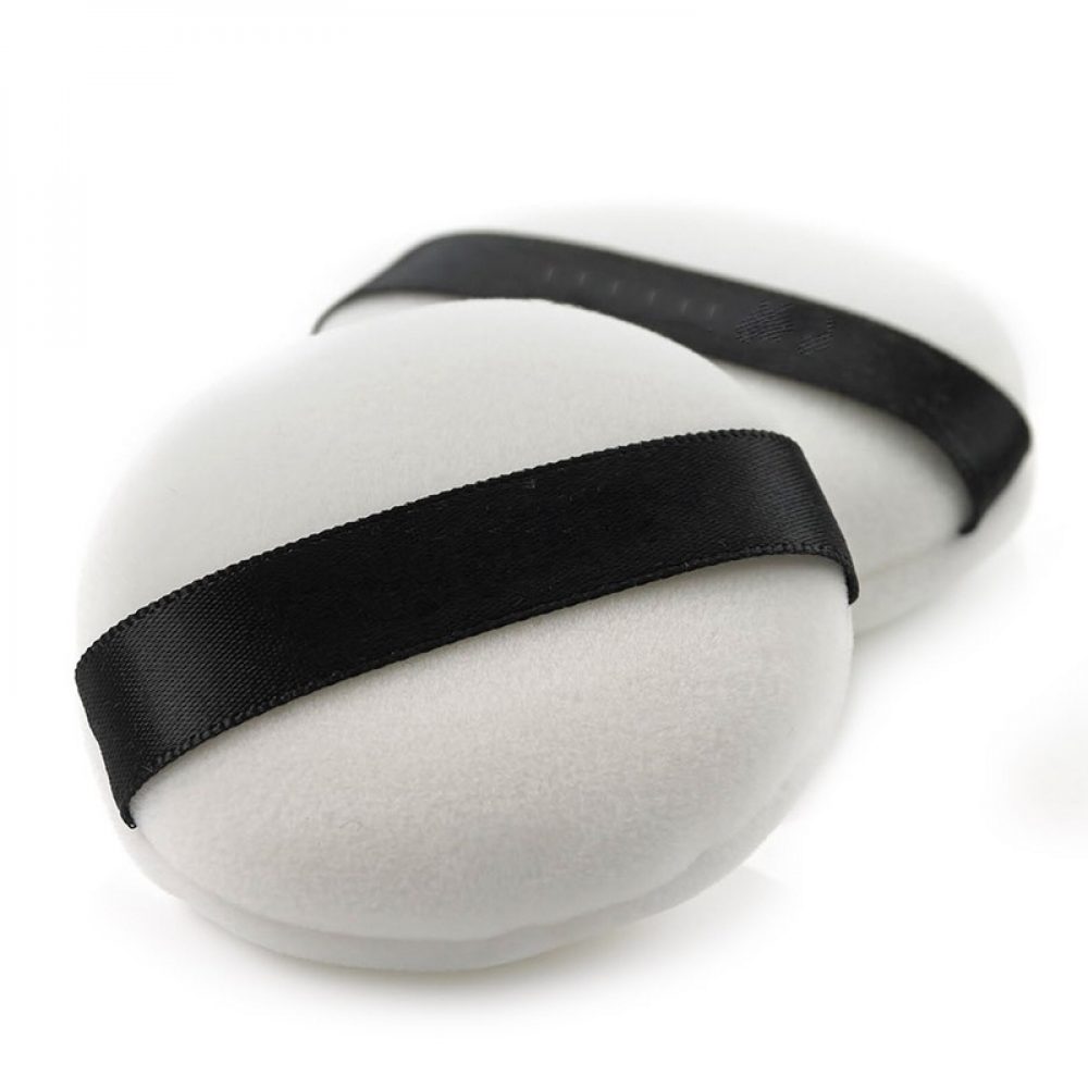 Puff powder warna putih bentuk bulat Kode: DMP-6