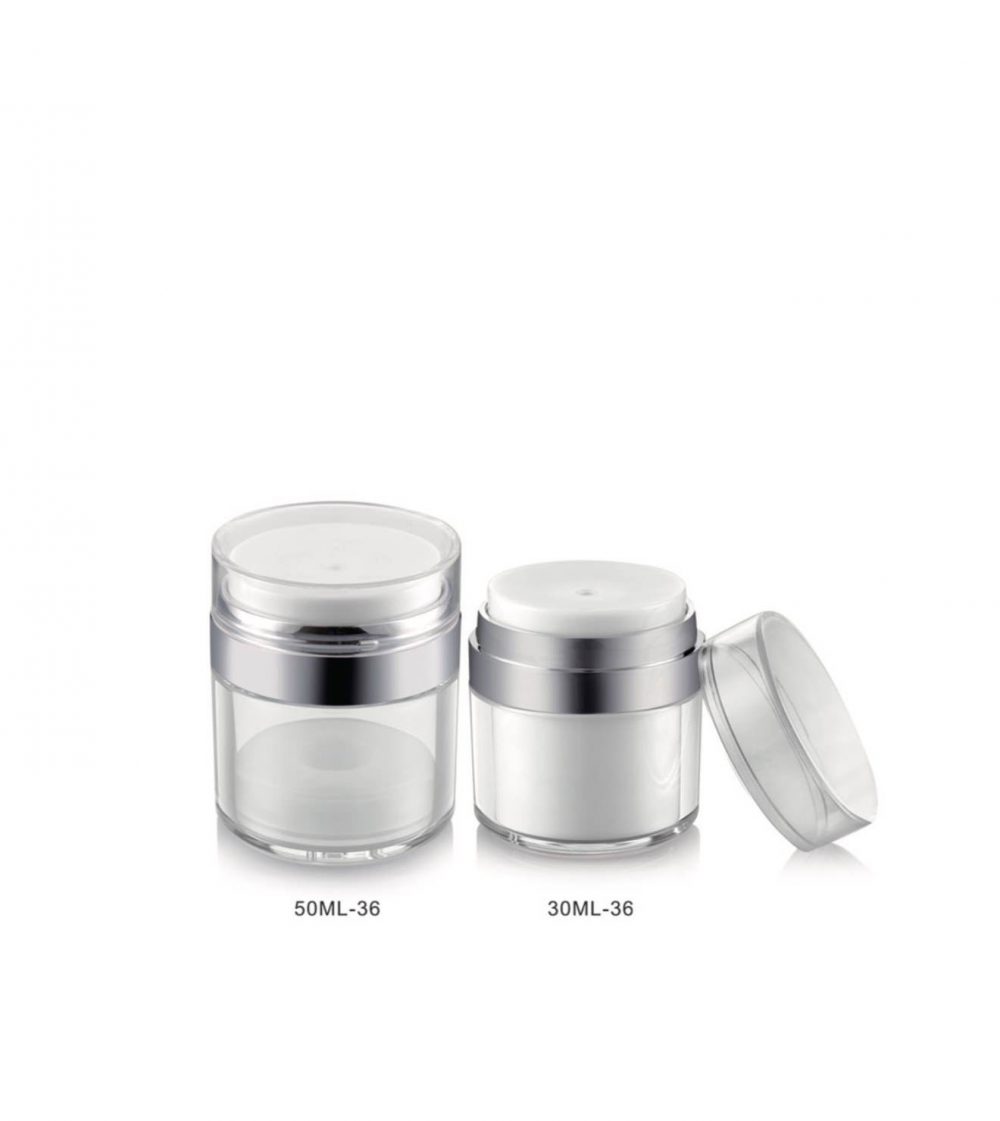 Packaging skin care bentuk jar warna silver bahan akrilik ukuran 30ml & 50ml | SL-36