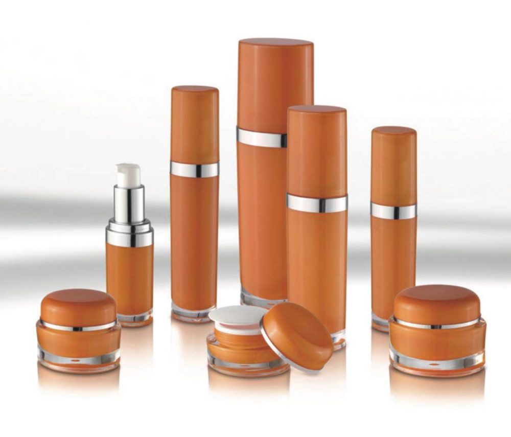 Packaging skin care bentuk tube pump & jar bahan akrilik warna coklat aneka ukuran | MWA-4a