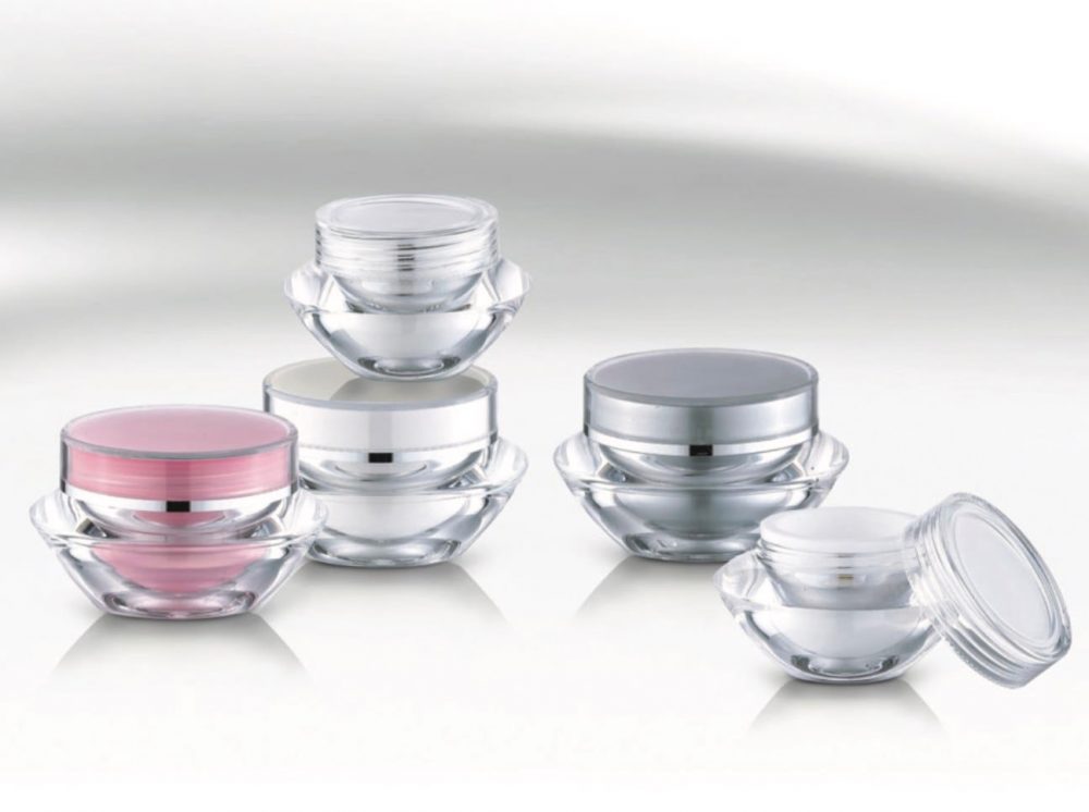 Packaging skin care bentuk jar bahan akrilik warna pink & silver ukuran 15g & 30g | MWA-5