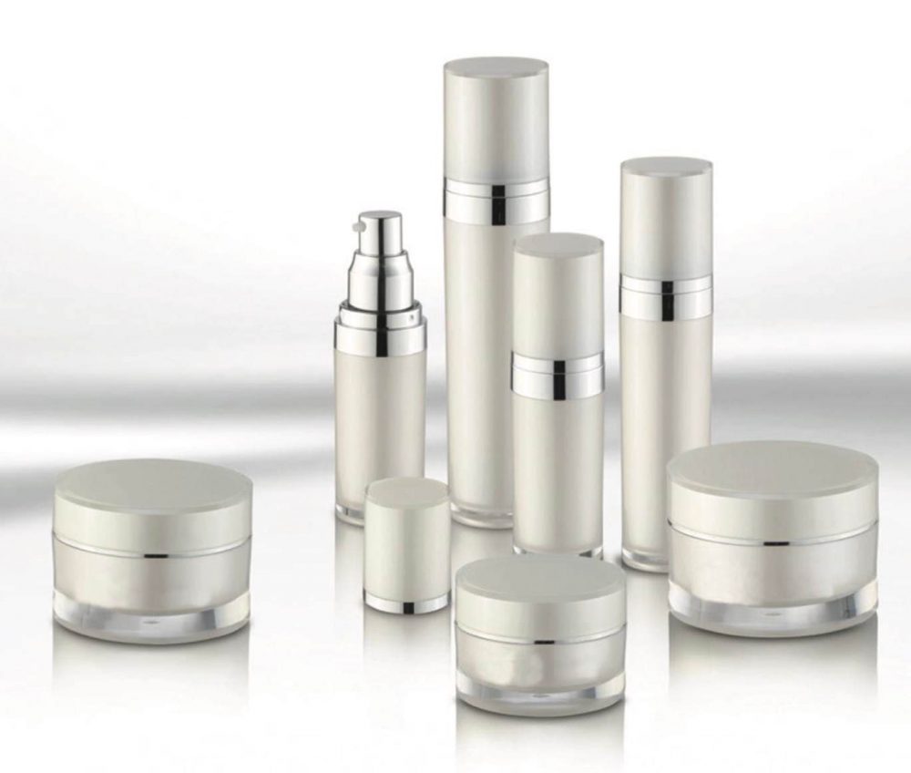 Packaging skin care bentuk tube pump & jar bahan akrilik warna cream aneka ukuran | MWA-21/A-10