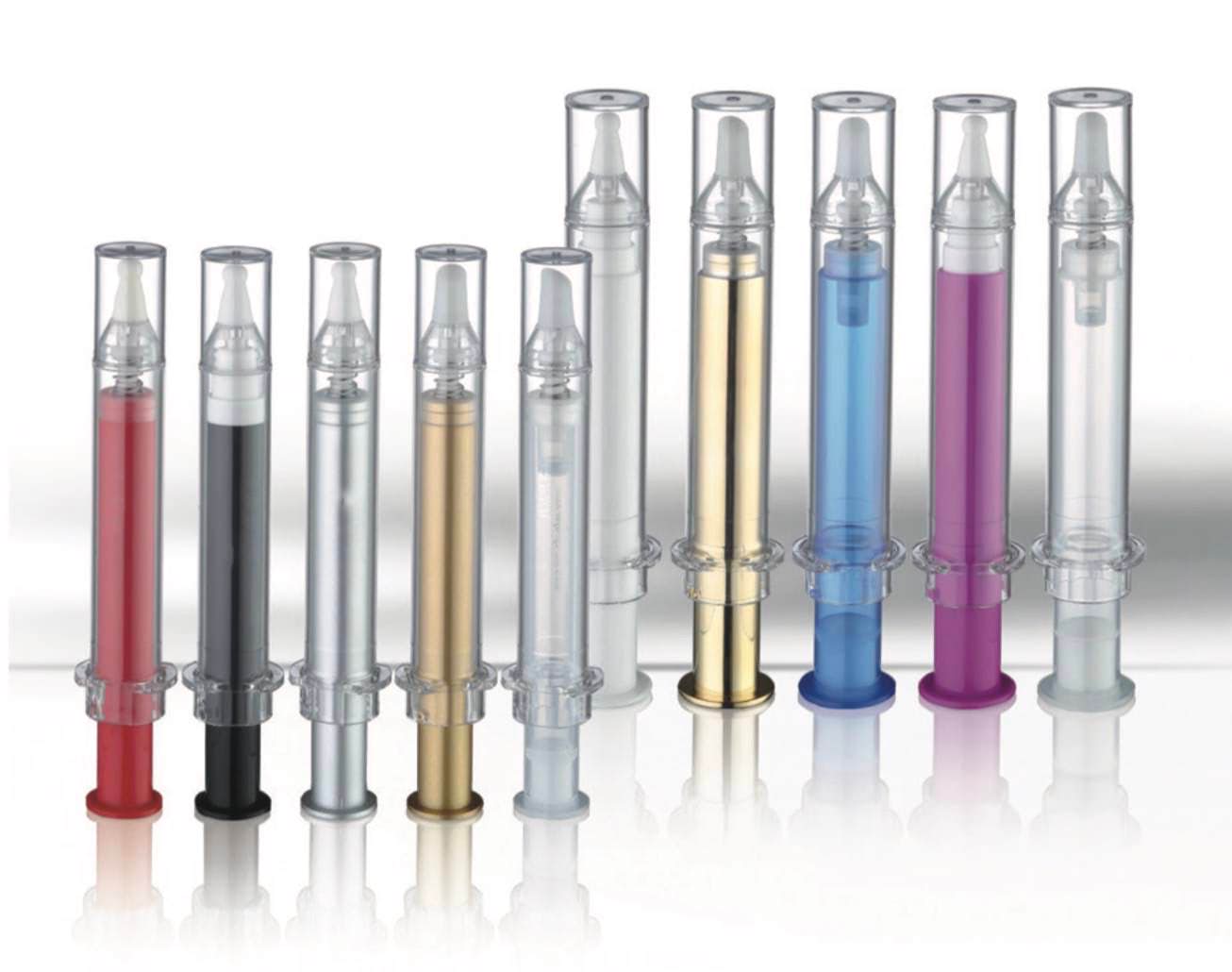 Packaging skin care tabung suntik bahan akrilik model pump aneka warna ukuran 10ml & 20ml | MWB-12