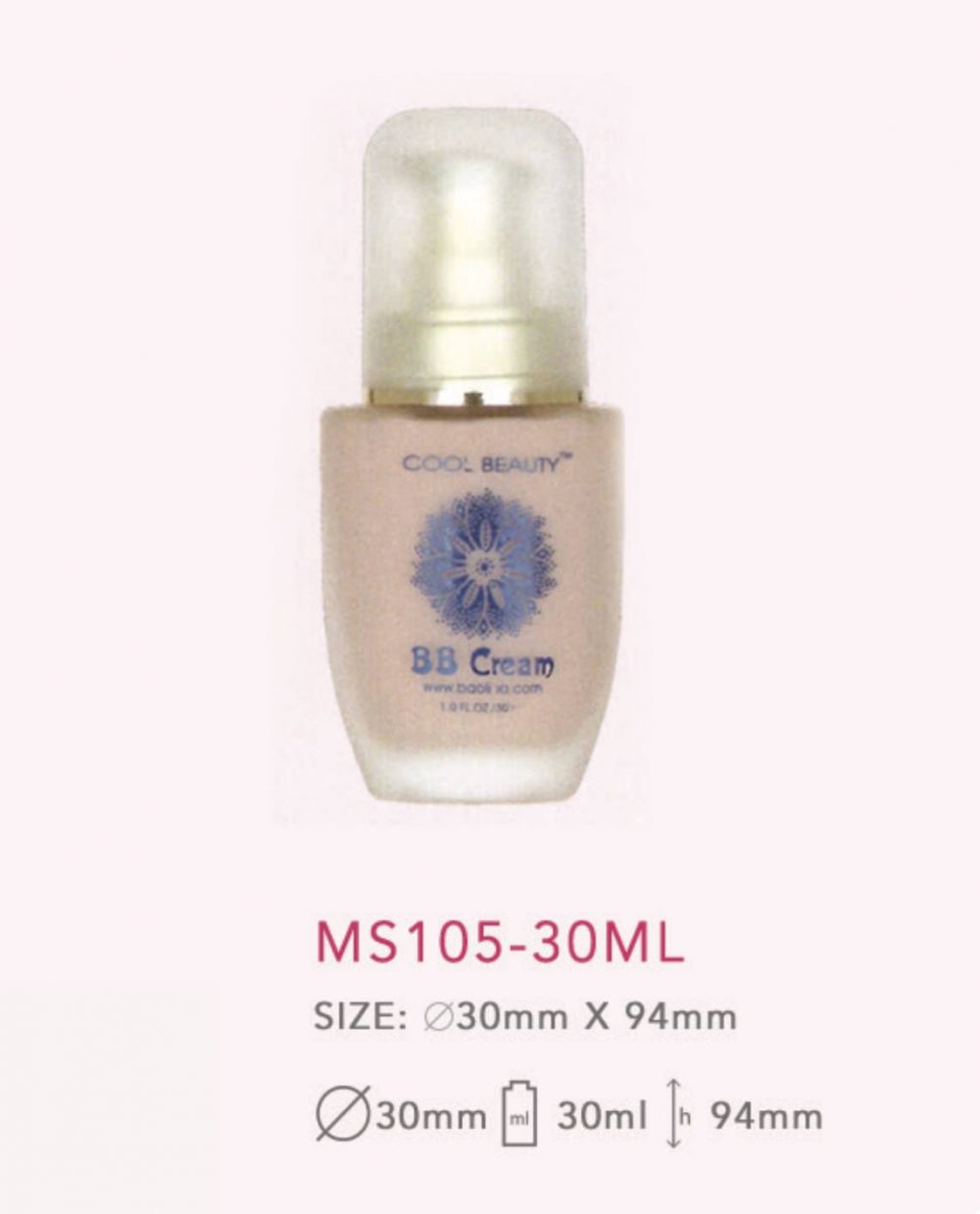 Packaging skin care bentuk tube model pump bahan kaca tutup transparan kemasan 30ml | MS105-30ML