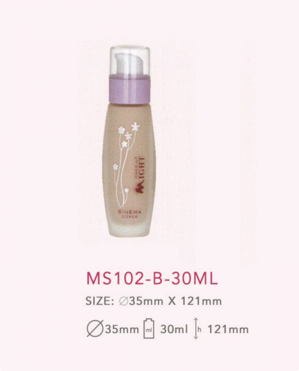 Packaging skin care bentuk tube model pump bahan kaca tutup transparan kapasitas 30ml | MS102B-30ML