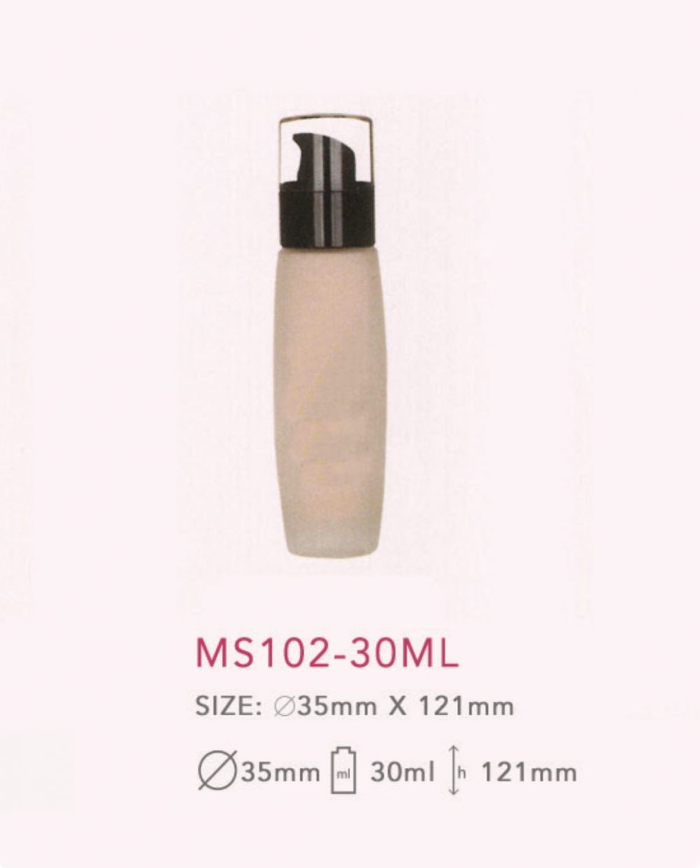 Packaging skin care bentuk tube model pump bahan kaca warna cream kapasitas 30ml | MS102-30ML