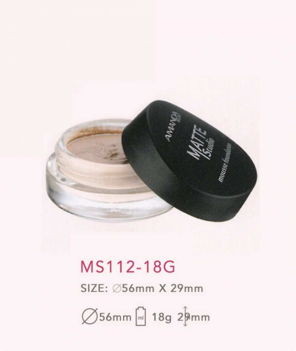 Packaging skin care bentuk jar bahan kaca transparan tutup hitam kapasitas 18g | MS112-18GR