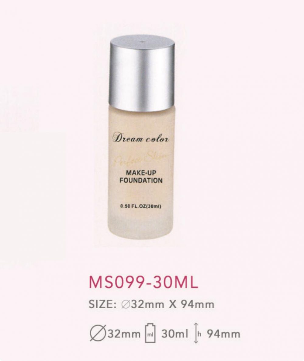 Packaging skin care bentuk tube bahan kaca transparan tutup putar silver kapasitas 30ml | MS099-30ML