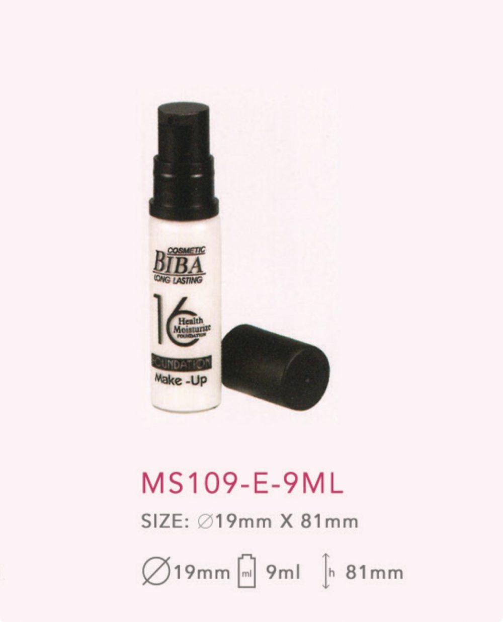 Packaging skin care bentuk tube model pump bahan kaca warna cream tutup hitam kemasan 9ml | MS109E-9ML