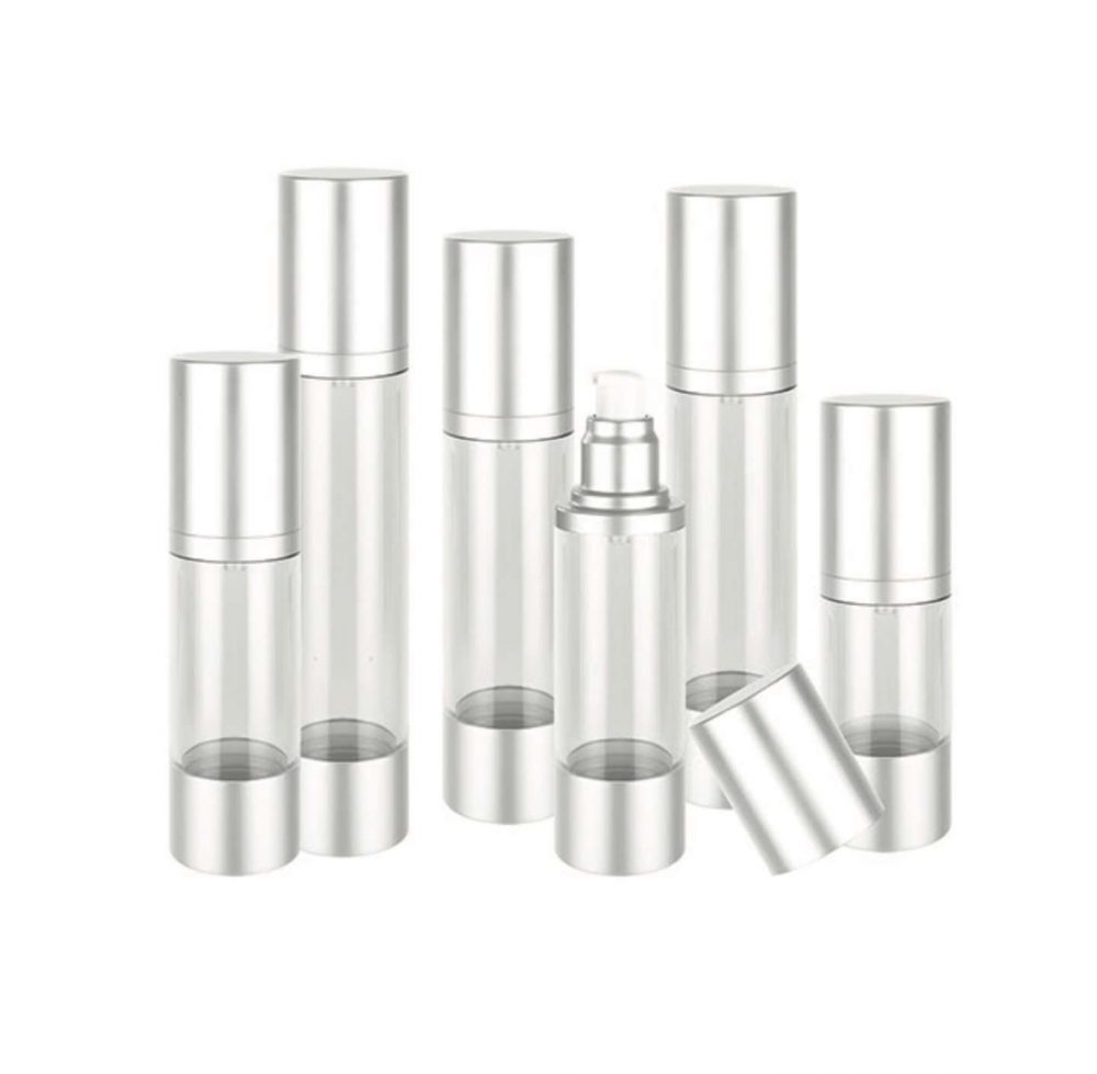Packaging skin care bentuk tube model pump bahan akrilik warna silver aneka dimensi | MY-102-1-2