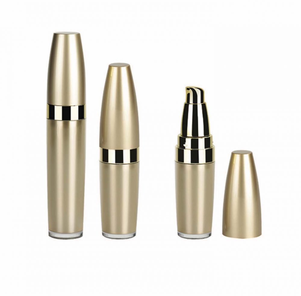 Packaging skin care bentuk tube model pump bahan akrilik warna gold aneka ukuran | MY-106-11