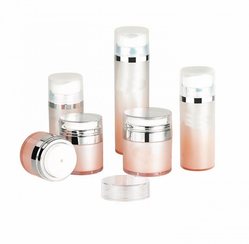 Packaging skin care bentuk jar & tube model pump bahan akrilik warna pink & sliver aneka ukuran | MY-111/124-1
