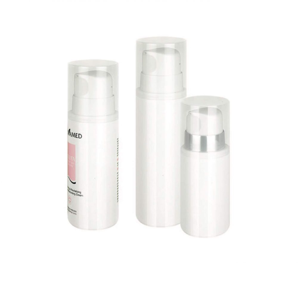 Packaging skin care bentuk tube model pump bahan akrilik warna putih & sliver aneka ukuran | MY-112