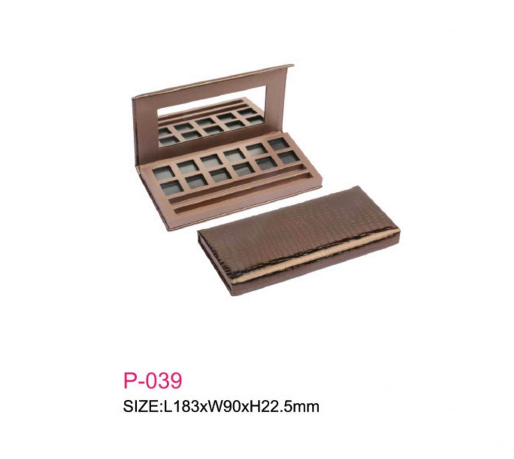 Packaging kertas kosmetik model persegipanjang mewah warna coklat dilengkapi cermin Kode P-039